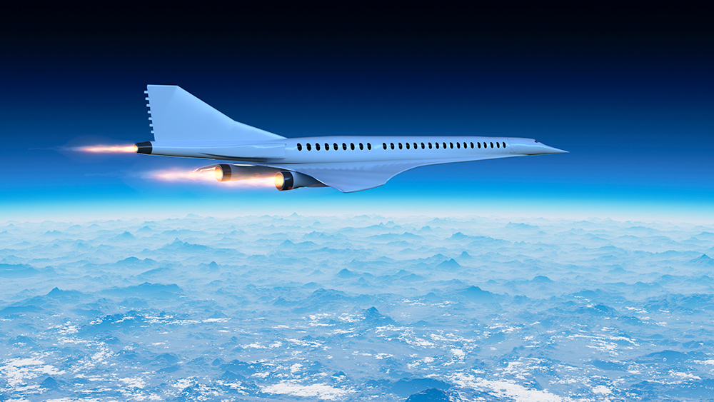 Hypersonic airplane flying above Earth’s atmosphere