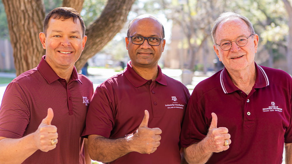 Texas A&M University faculty members Dr. Bharani Nagarathnam, Dr. Norm Clark and Evan Vestal.