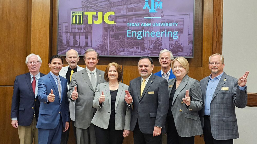 Group photo at signing of TJC Engineering Academy ribbon cutting. 