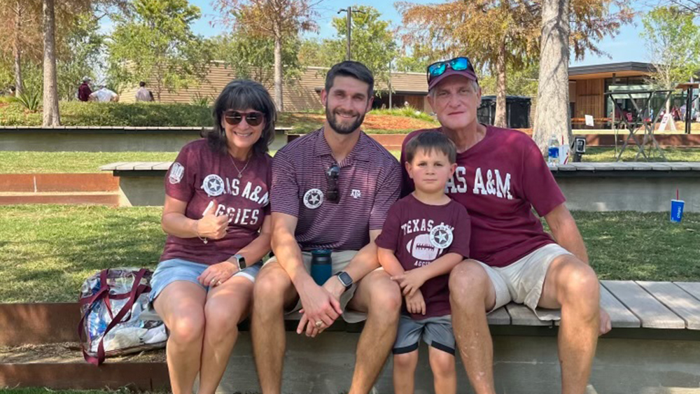 Stone family at a Texas A&M football game.