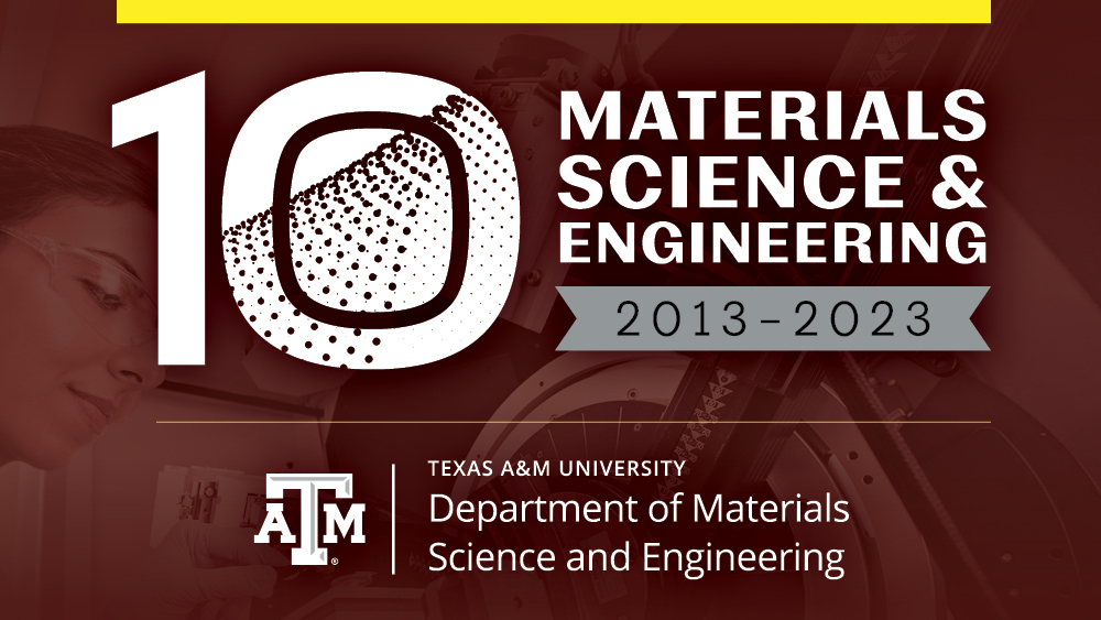Illustration celebrating the tenth anniversary of the Materials Science and Engineering Department.
