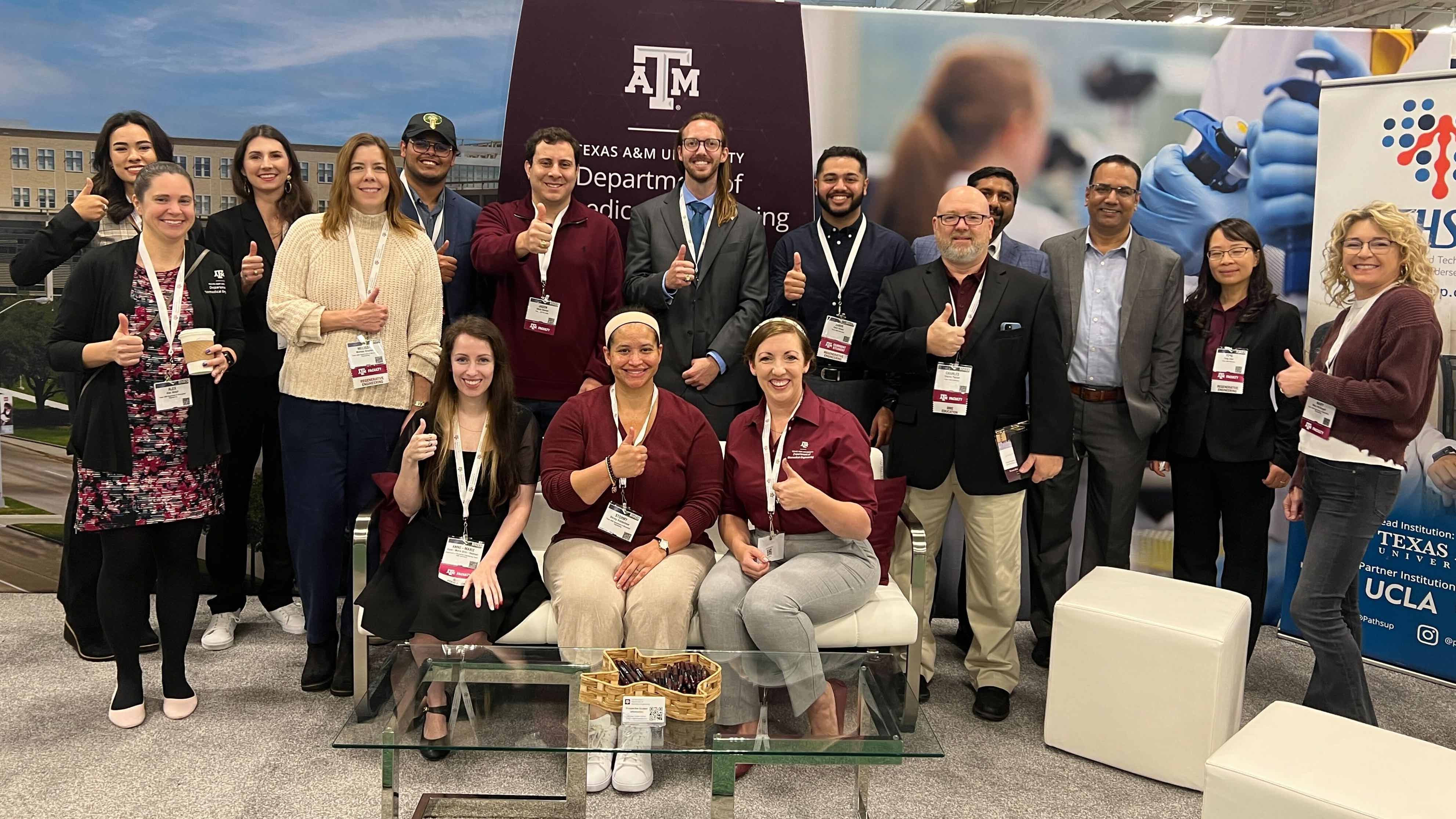 Staff students and faculty used the Texas A&amp;M Department of Biomedical Engineering booth as a home base for their time at the Biomedical Engineering Society meeting.