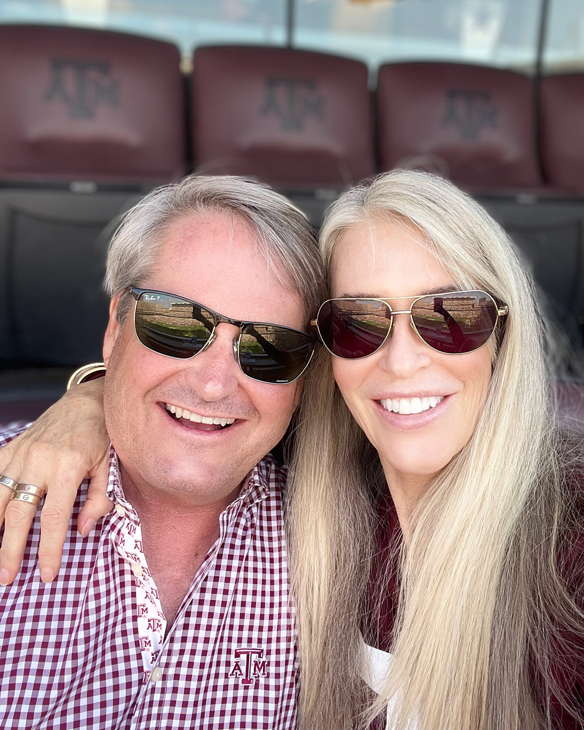  Craig Mesenbrink ’84 and Samantha Mesenbrink in Kyle Field.