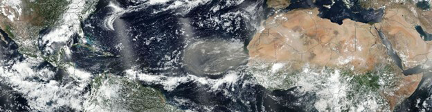 Satellite image of a huge dust cloud.