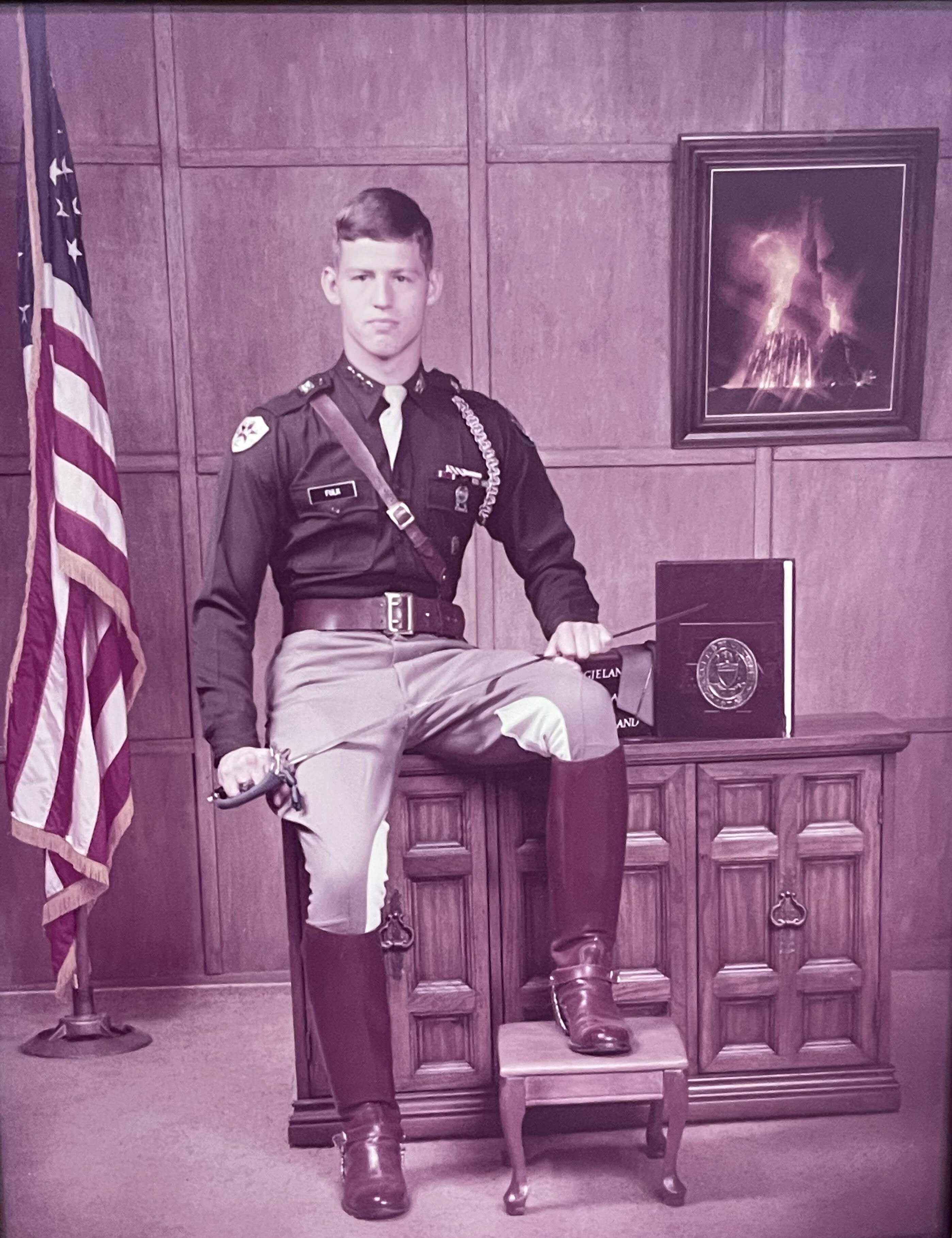 Man poses in Corps of Cadets uniform.