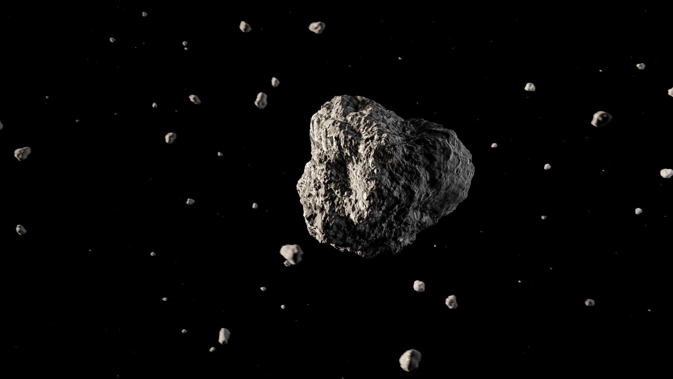 An asteroid in space.